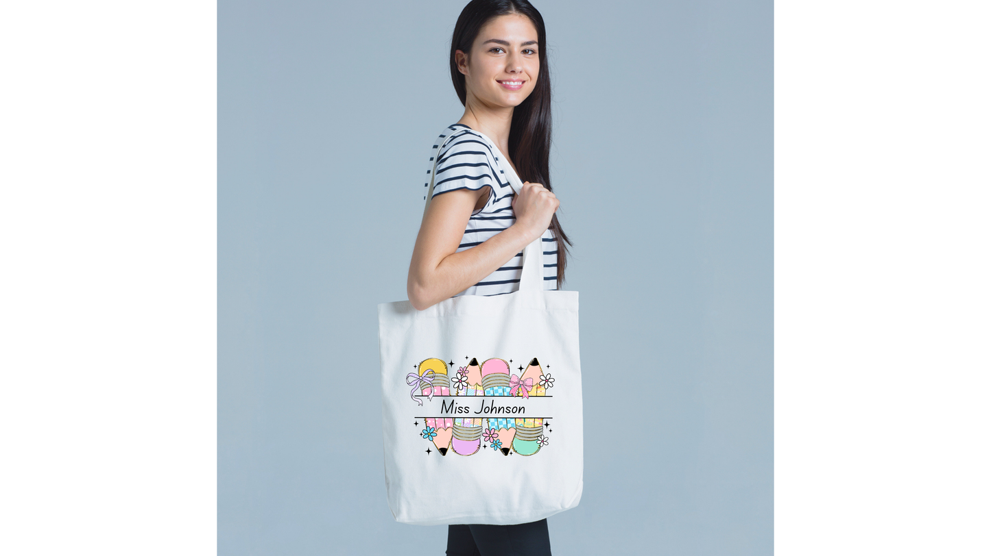 Pencil Teacher Tote Bag